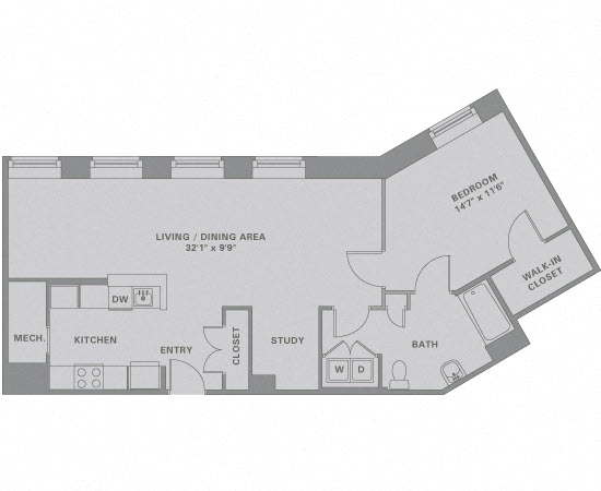 Floorplan for Apartment #02-522, 1 bedroom unit at Halstead Haverhill